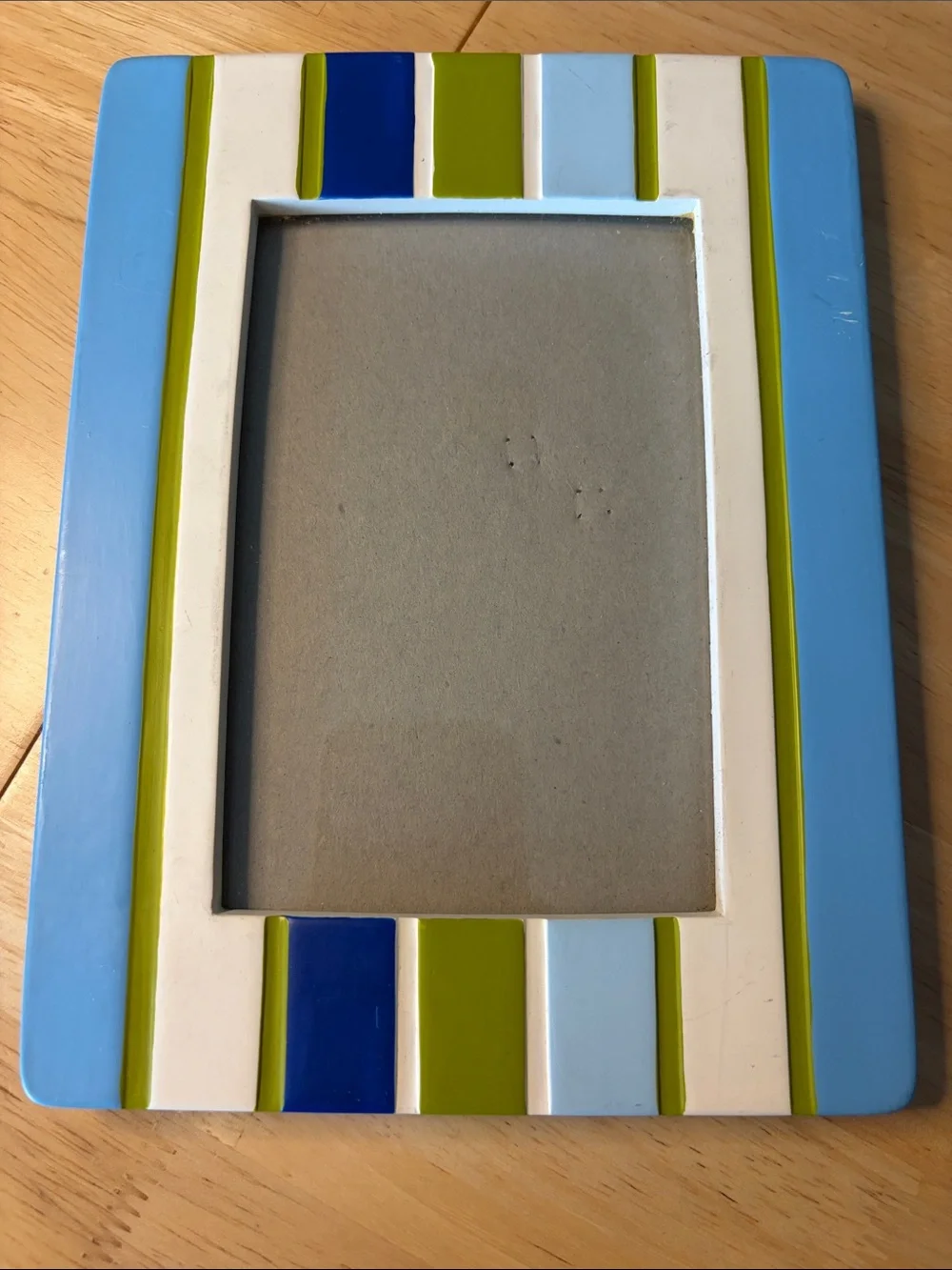 Striped Blue, Light Blue & Lime Green Picture Frame - Unbranded